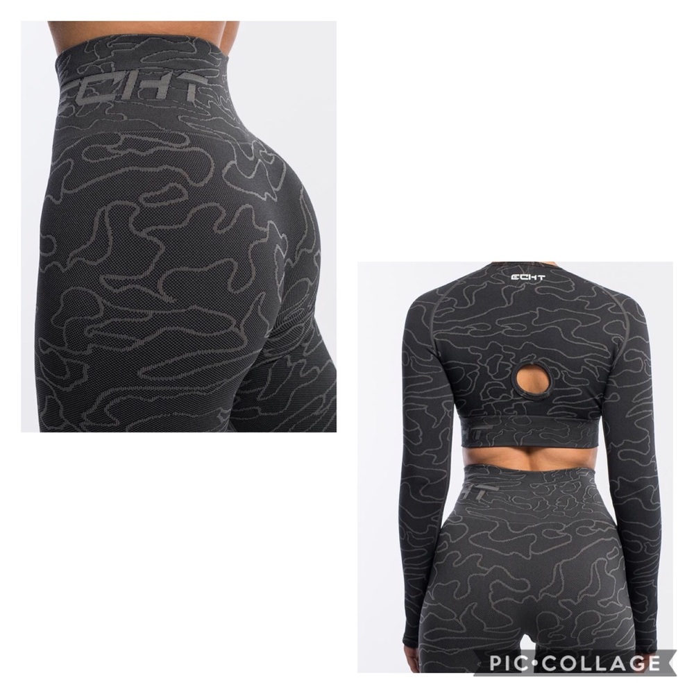 ECHT 2 piece Camo Long Sleeve Crop Top + Leggings